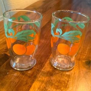 Beautiful set of two vintage orange juice glasses